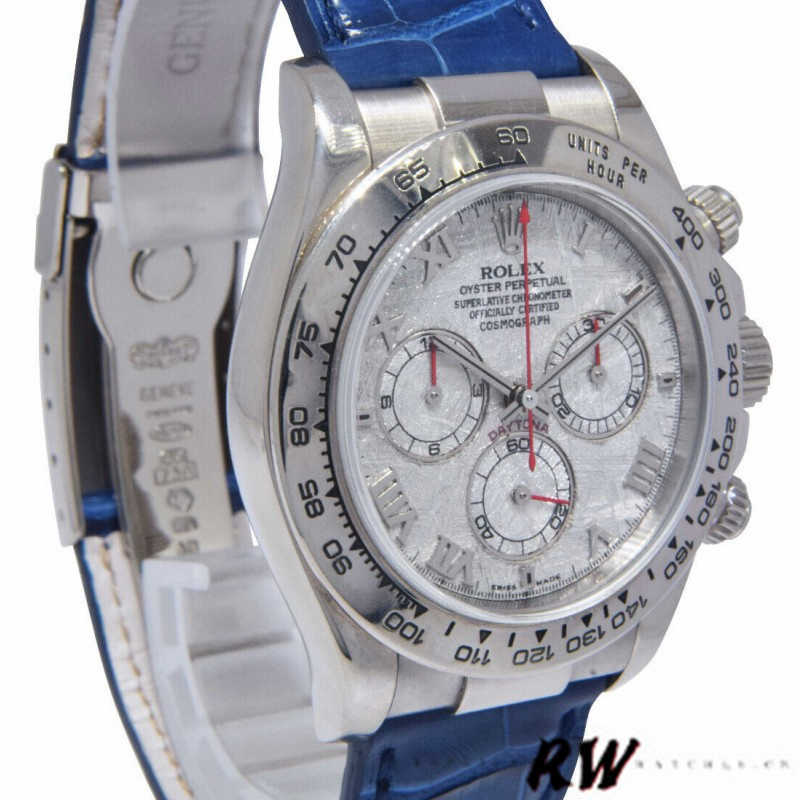 Rolex Daytona 116519 Blue Leather strap Meteorite Dial 40mm Mens Replica Watch