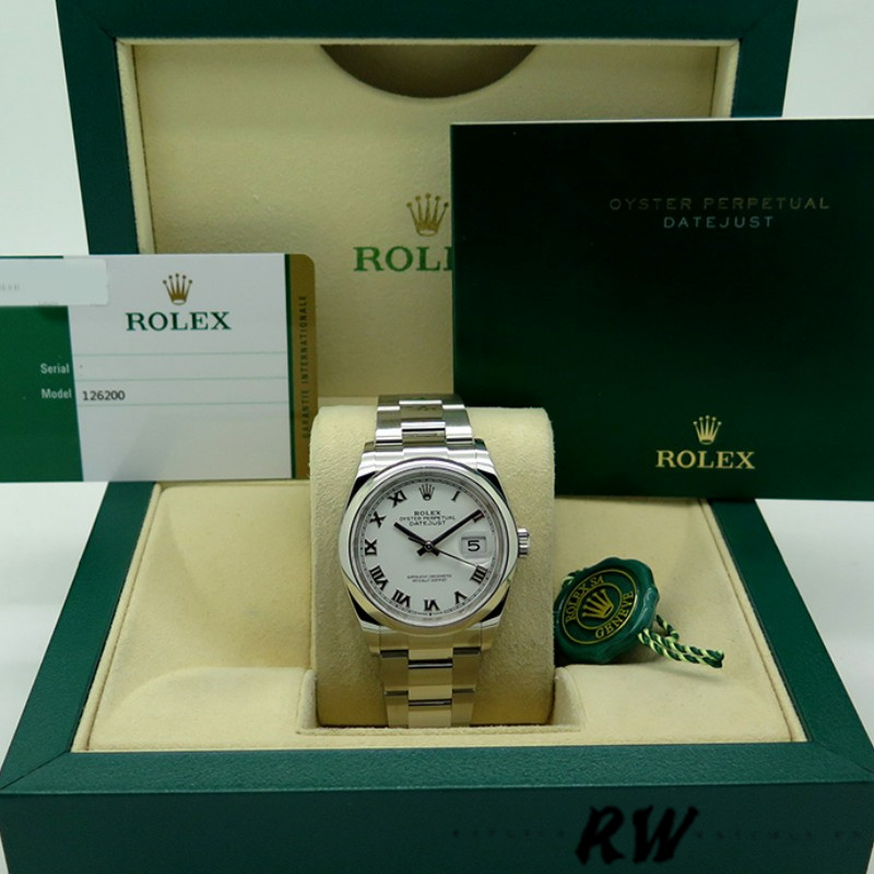 Rolex Datejust m126200 0008 White Roman Dial Stainless Steel 36MM Unisex Replica Watch
