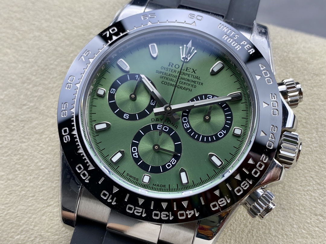 Rolex Daytona Platinum Green Dial Ceramic Bezel 126506 40mm Rubber Strap