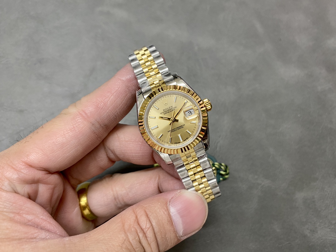 Rolex Datejust 279173 Champagne Index Dial Fluted Bezel 28mm Lady Replica Watch