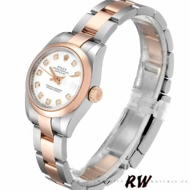 Rolex Datejust 179161 Stainless Steel and Everose Gold White Diamond Dial 26MM Lady Replica Watch