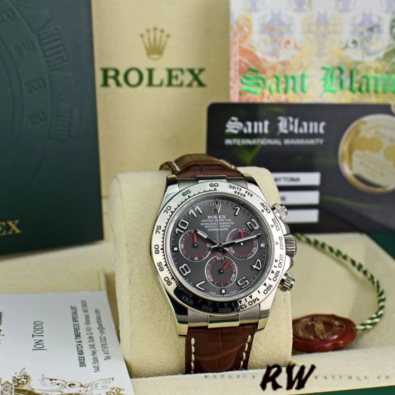 Rolex Daytona 116519 Grey Dial Brown Leather strap 40mm Mens Replica Watch