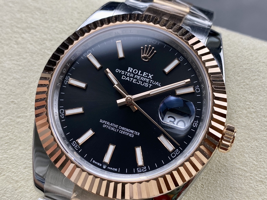 Rolex Datejust 41 Everose Gold Black Dial Oyster Bracelet 126331