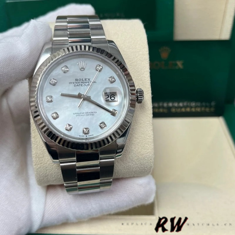 Rolex Datejust 126334 Fluted Bezel White MOP Dial 41MM Mens Replica Watch