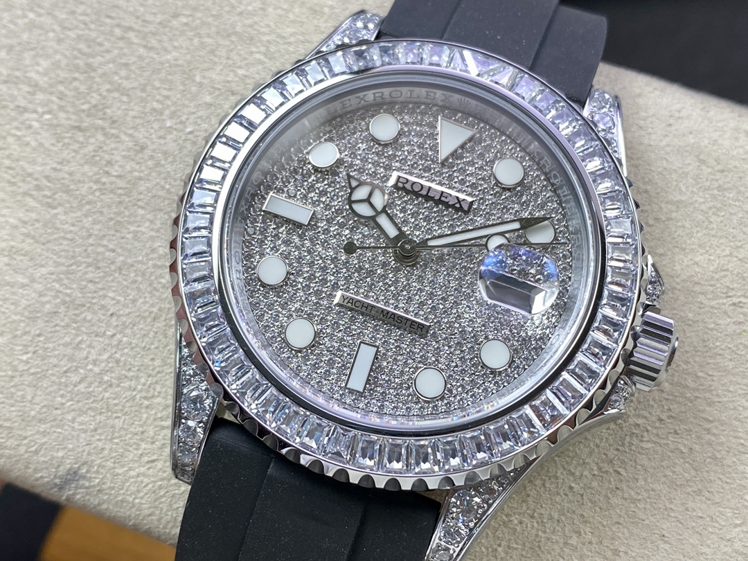 Rolex Yacht Master 226679TBR White Gold 42mm Baguette Diamond Watch