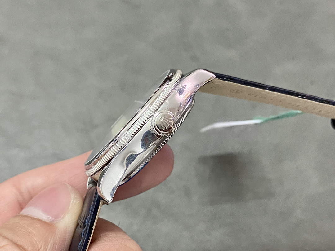 Rolex Cellini Date 50519 Blue Dial Blue Leather Strap 39MM Mens Replica Watch