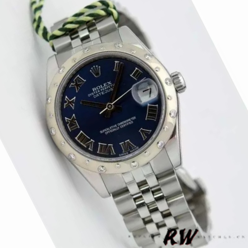 Rolex Datejust 178344 Blue Roman Dial Jubilee Bracelet 31MM Lady Replica Watch