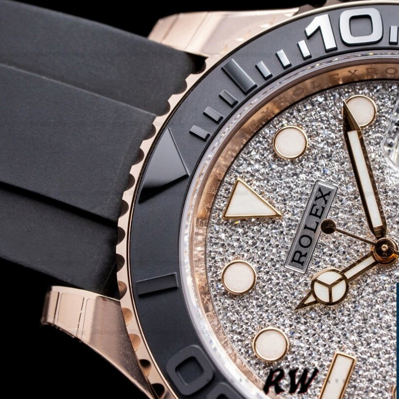 Rolex Yacht-Master II 126655 Diamond Pave Dial Rose Gold 40mm Mens Replica Watch