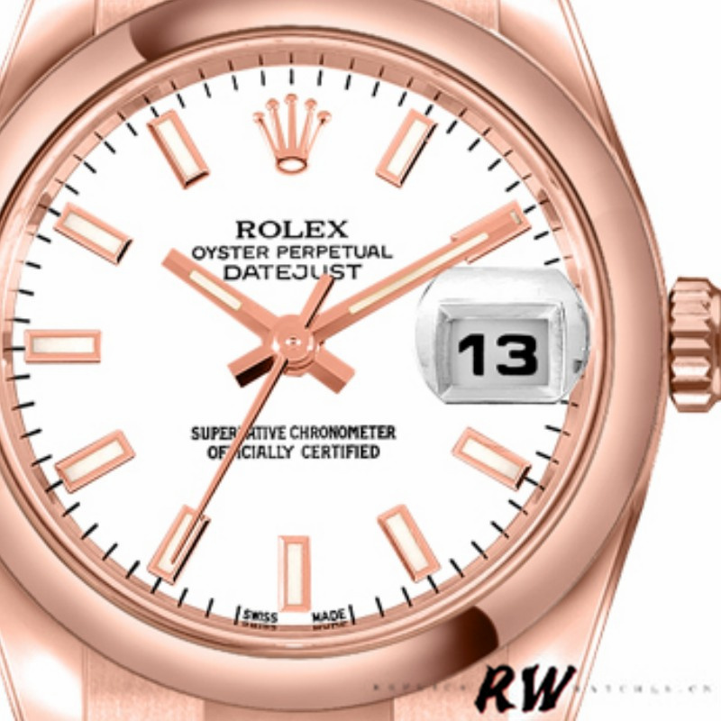 Rolex Datejust 179165 Everose Gold White Index Dial 26MM Lady Replica Watch