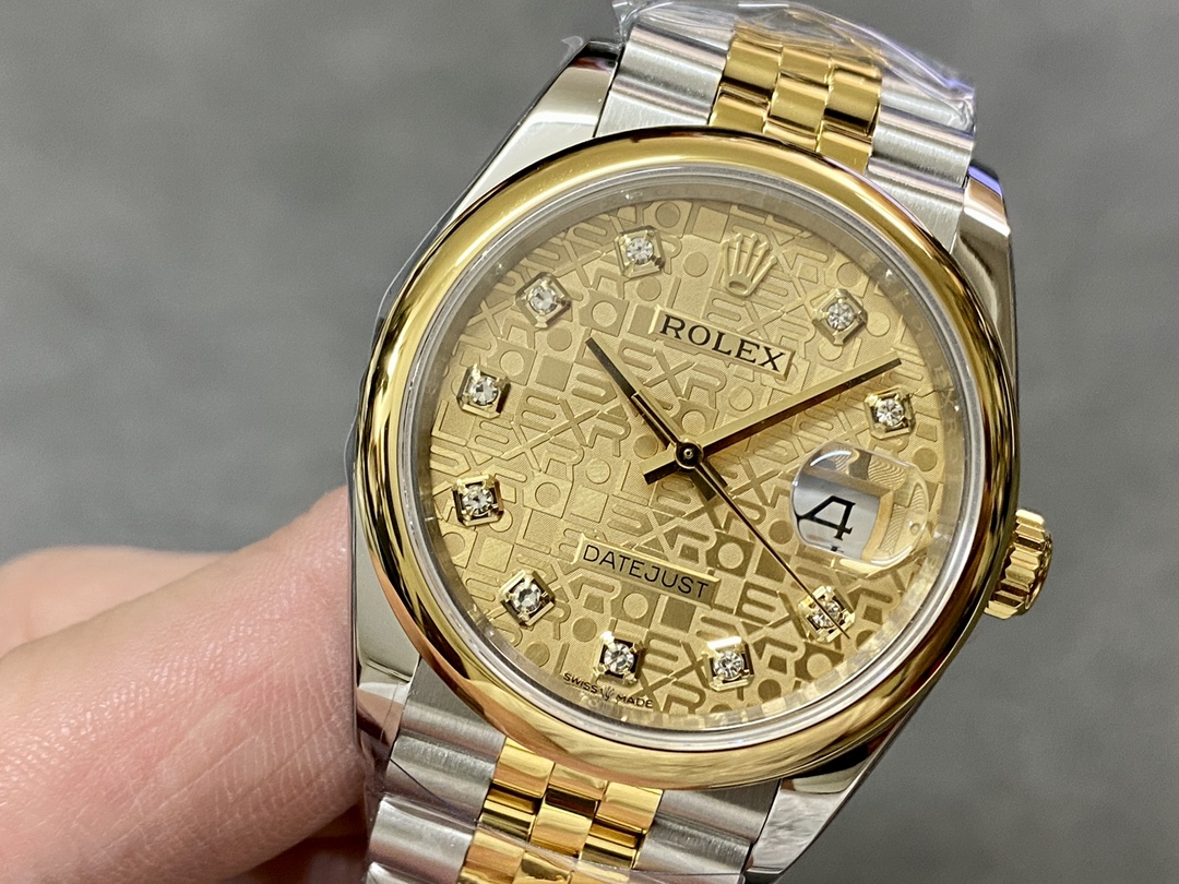 Rolex Datejust 36 Champagne Diamond 116203 0173 Women's Watch