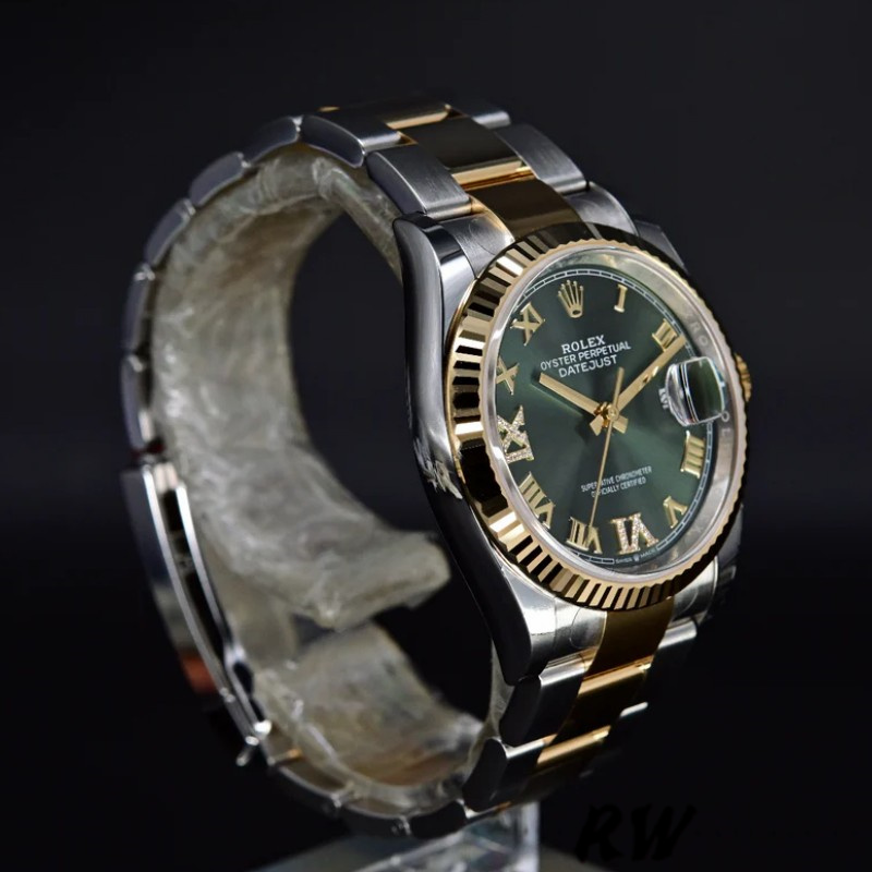 Rolex Datejust 126233 Olive Green Dial Yellow Gold and Oystersteel 36MM Unisex Replica Watch