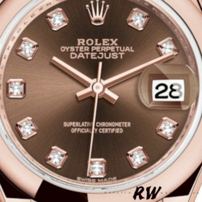 Rolex Datejust 279165 Chocolate Brown Dial Diamond Domed Bezel 28mm Lady Replica Watch