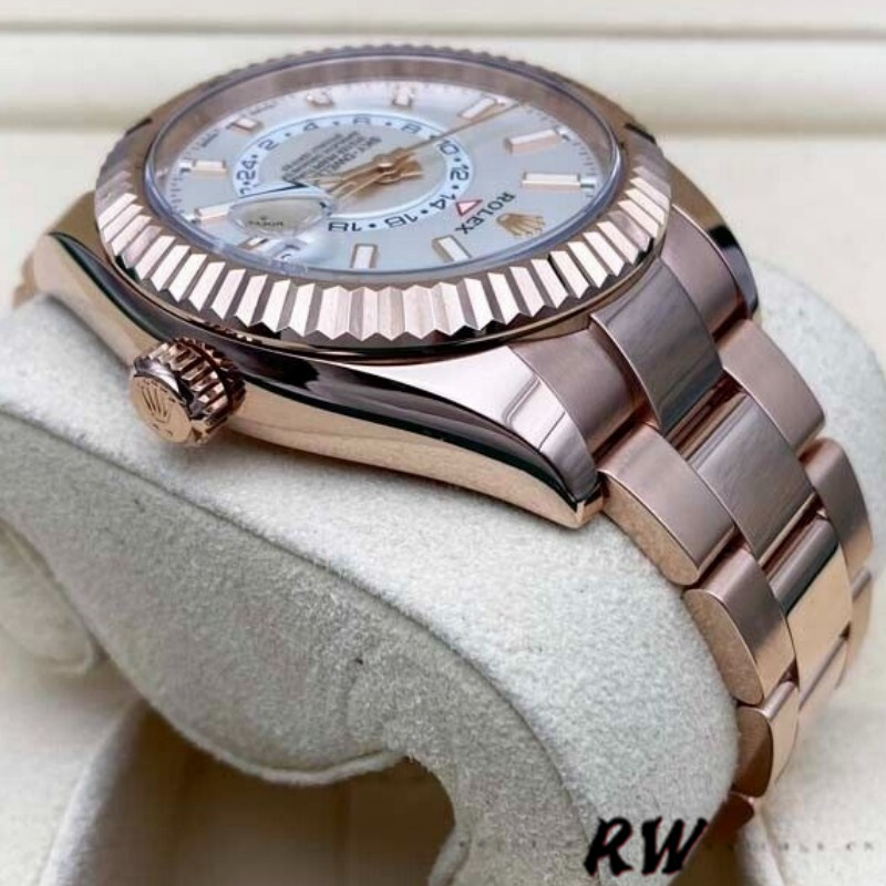Rolex Sky-Dweller 326935 Rose Gold White Dial 42mm Mens Replica Watch