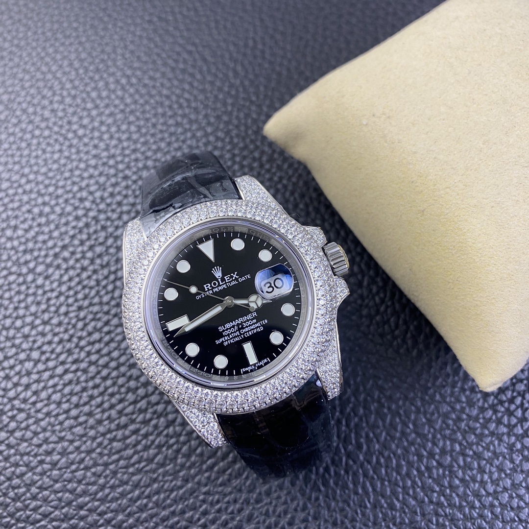Rolex Submariner Diamond Case Black Dial 116610 40MM Men's Watch