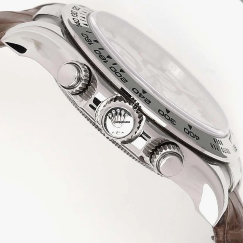 Rolex Daytona 116519 White Gold Racing Dial Brown Leather strap 40mm Mens Replica Watch