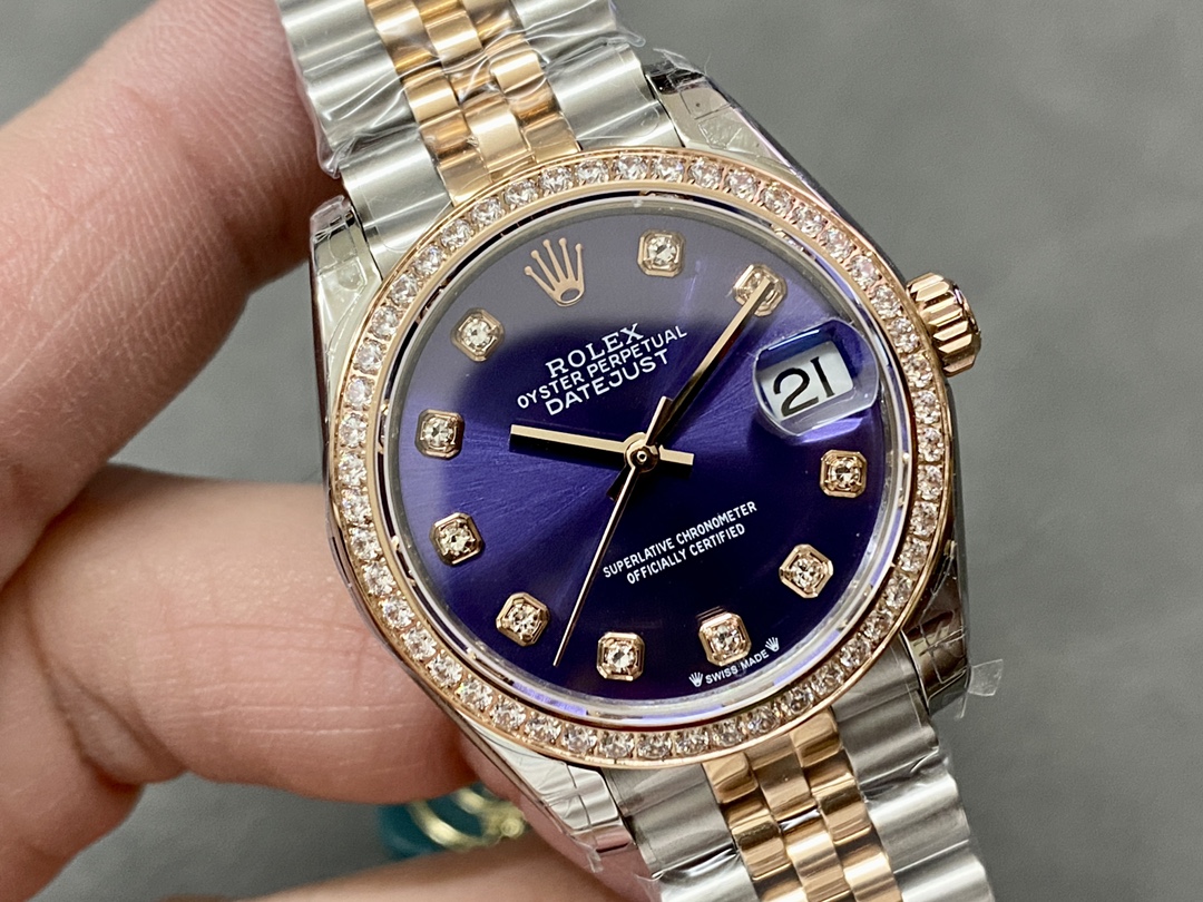 Rolex Datejust 28 Rose Dial Purple Gold m279381rbr 0015 Lady Watch