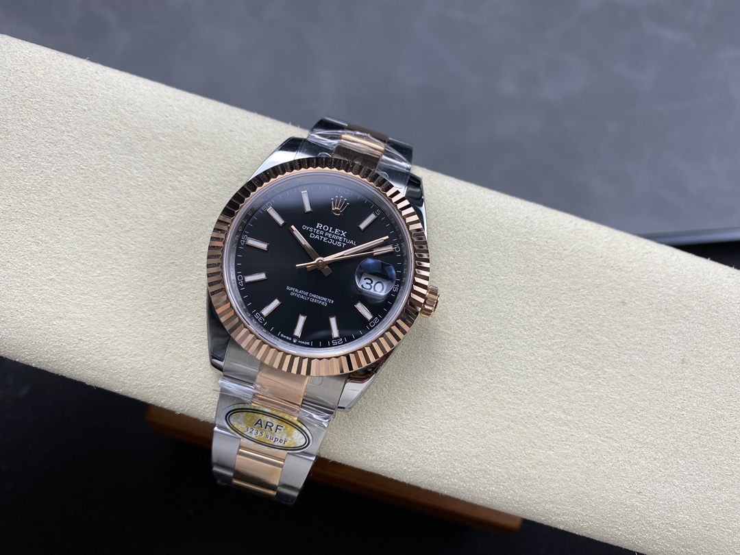 Rolex Datejust 41 Everose Gold Black Dial Oyster Bracelet 126331