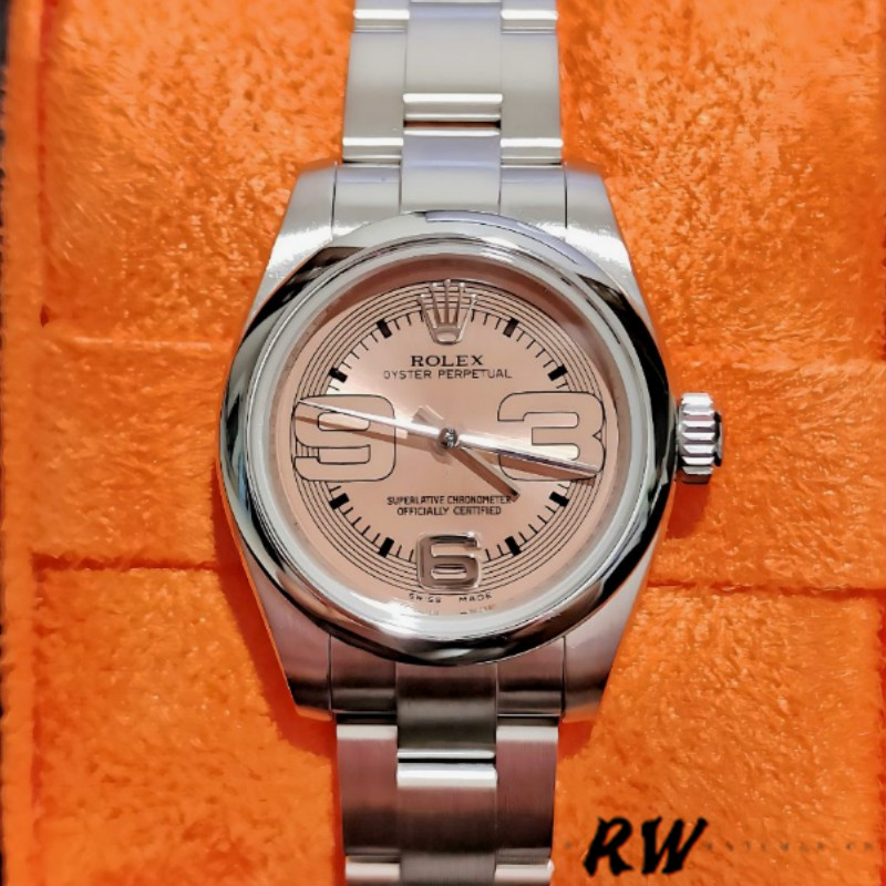 Rolex Oyster Perpetual 176200 Pink Maxi Arabic Dial 26MM Lady Replica Watch