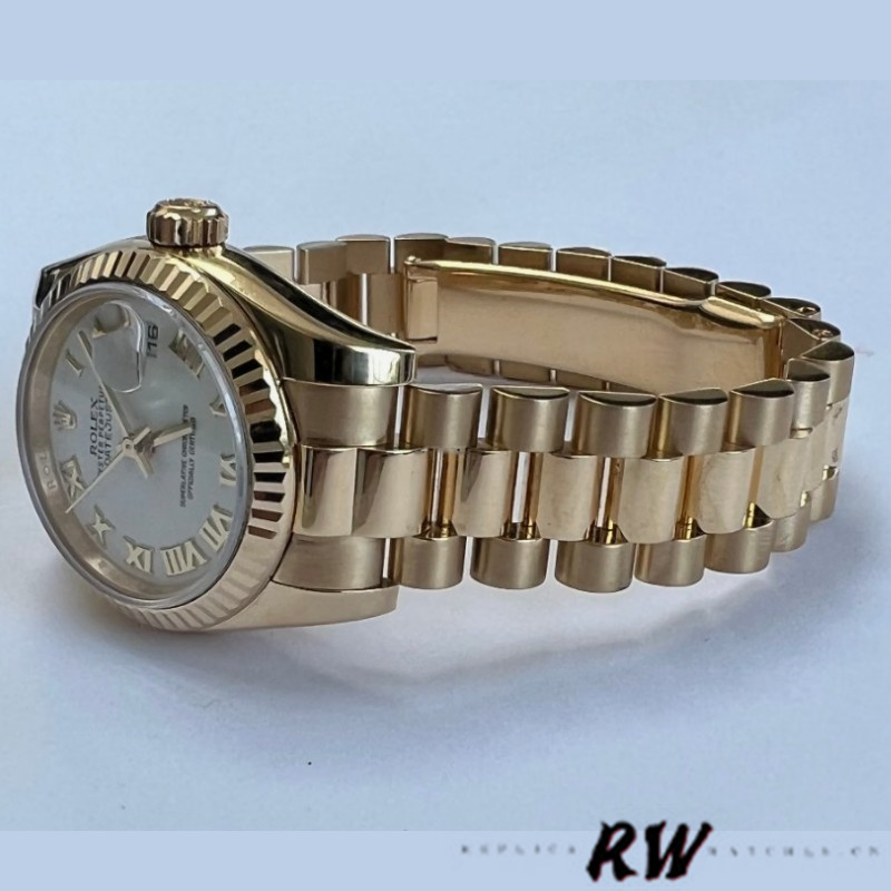 Rolex Datejust 179178 White Roman Dial Dial Yellow Gold 26MM Lady Replica Watch