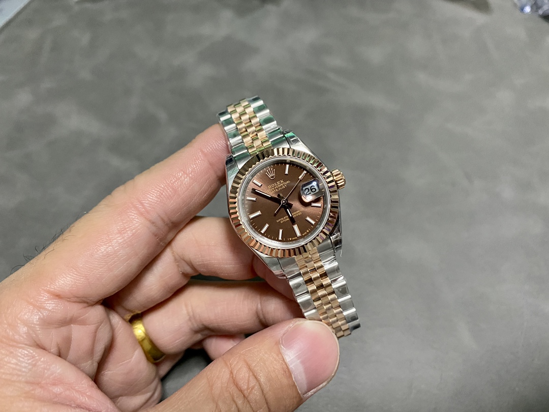 Rolex Datejust 28 Chocolate Index Steel & Rose Gold m279171 0017