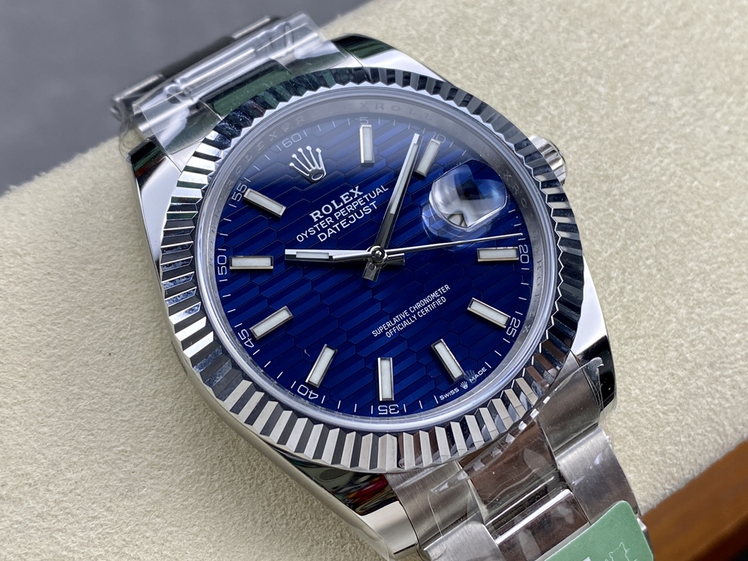 Rolex Datejust 126334 Fluted Bezel Blue Fluted-motif Dial 41MM Mens Replica Watch