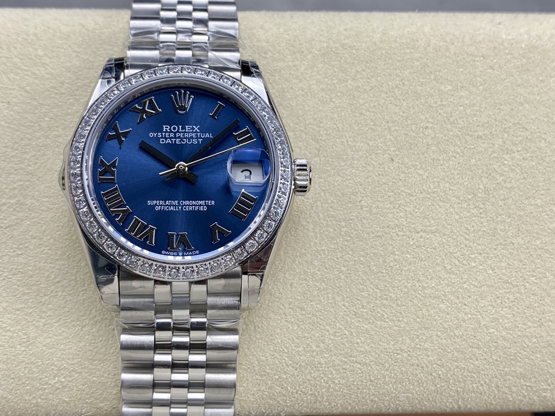 Rolex Datejust 31 Stainless Steel and White Gold Blue Roman Dial m278384rbr 0037 Women's Watch
