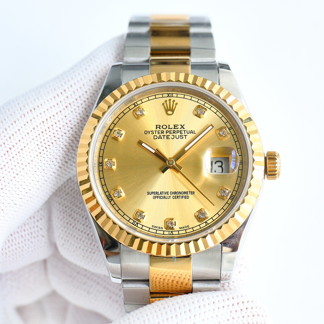 Rolex Datejust 36MM 126233 0018 Champagne Diamond Dial Unisex Replica Watch