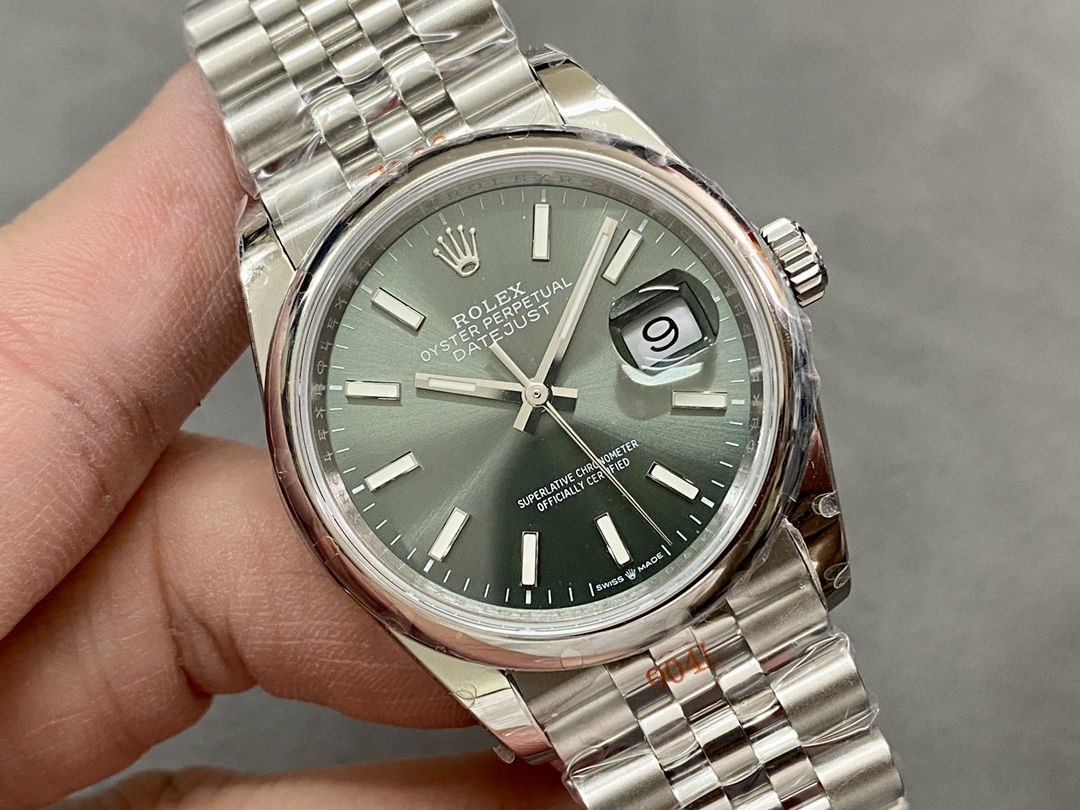 Rolex Datejust 36 Stainless Steel Mint Green Dial Jubilee M126200-0023