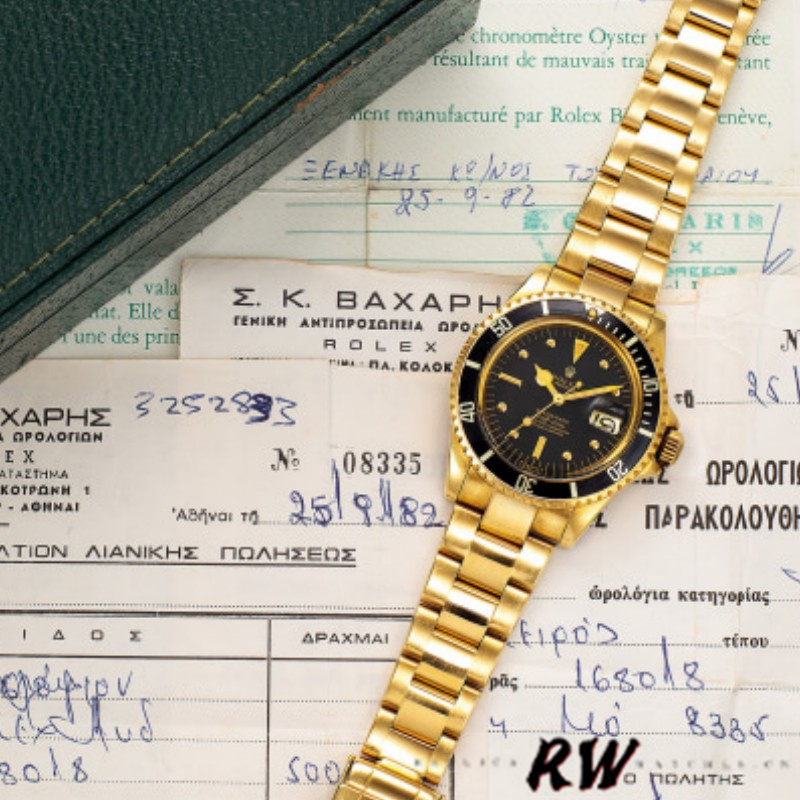 Rolex Submariner 1680/8 Black dial Yellow Gold 40mm Mens Replica Watch