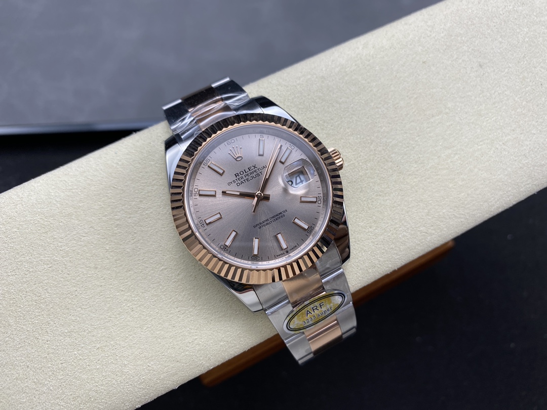 Rolex Datejust 41mm Two Tone Rose Gold Sundust Index Dial 126331 0009