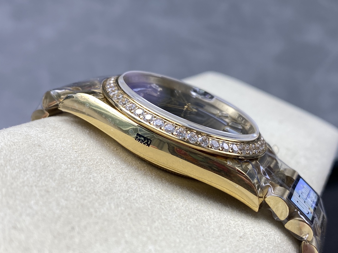 Rolex Day-Date 228348RBR 0043 Black Diamond Dial Diamond Bezel 40mm Mens Replica Watch