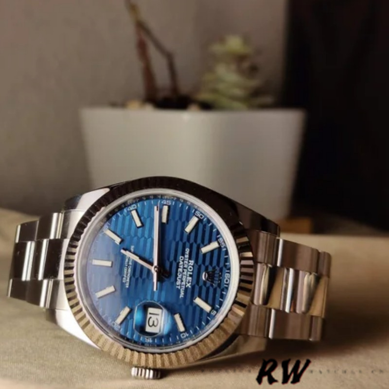Rolex Datejust 126334 Fluted Bezel Blue Fluted-motif Dial 41MM Mens Replica Watch
