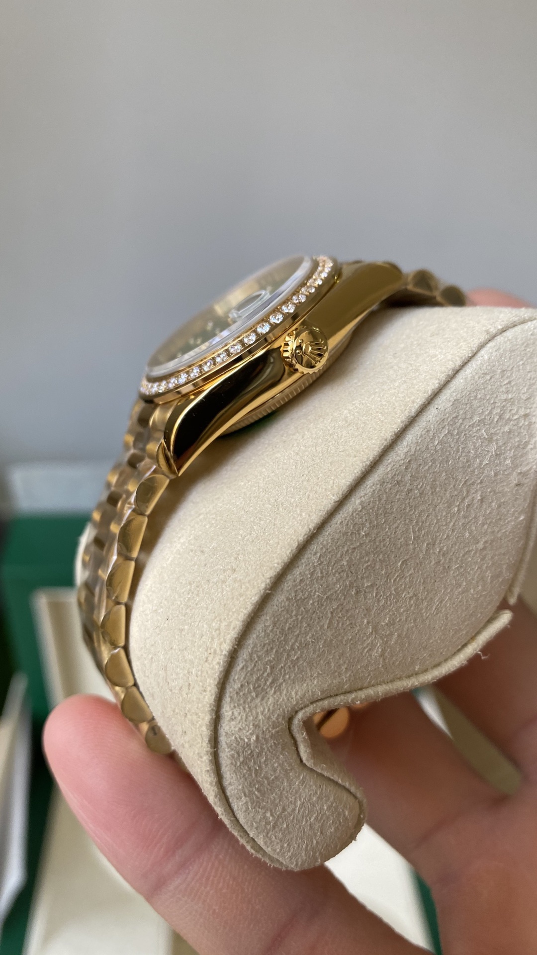 Rolex Datejust 31 Yellow Gold Olive Green Floral Motif Diamond Bezel M278288RBR 0038