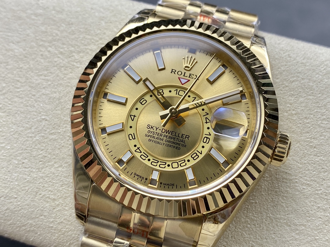 Rolex Sky-Dweller m336938-0004 Yellow Gold Champagne Dial 42mm Mens Replica Watch