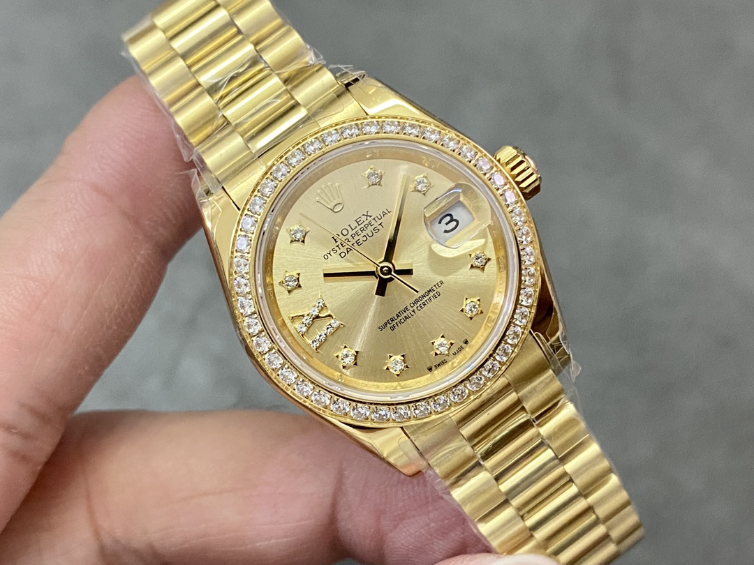 Rolex Datejust 28 Solid 18K Yellow Gold 279138RBR 0006 Women's Watch