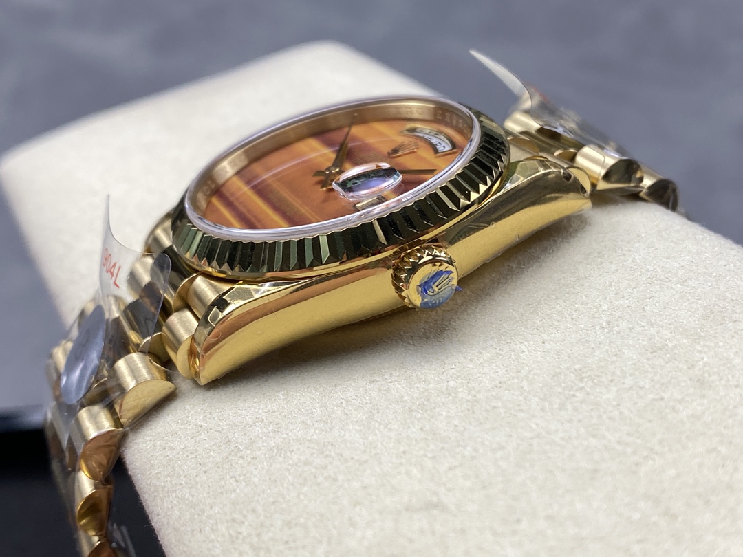 Rolex Day Date 18038 Yellow Gold Tigers Eye Watch