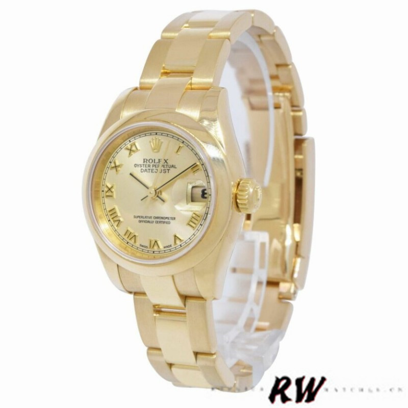 Rolex Datejust 179168 Smooth Domed Champagne Roman Dial 26MM Lady Replica Watch