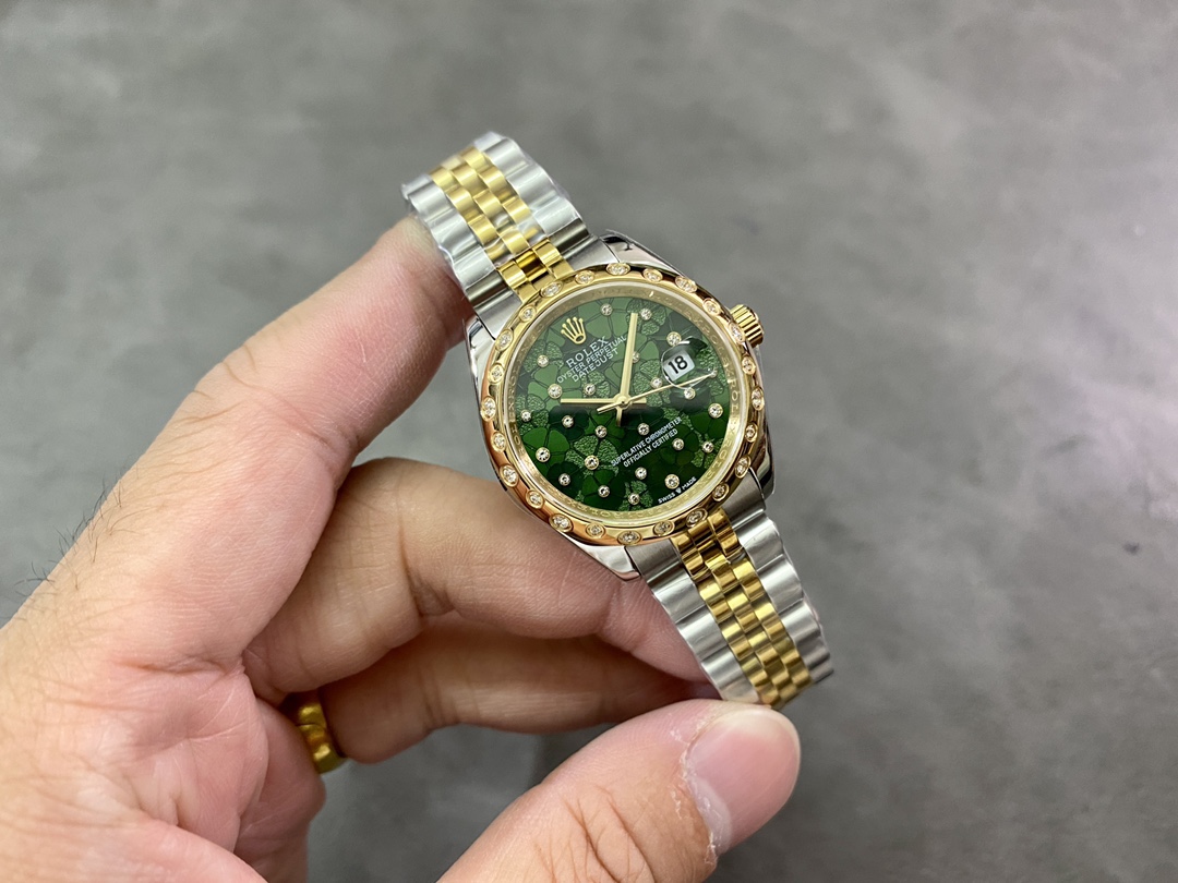 Rolex Datejust 31mm 278343RBR 0032 Green Floral Motif Dial Yellow Rolesor Jubilee Ladies Watch