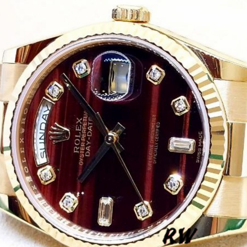 Rolex Day-Date 118238 Oyster Bracelet Diamond Bulls Eye Dial 36mm Unisex Replica Watch