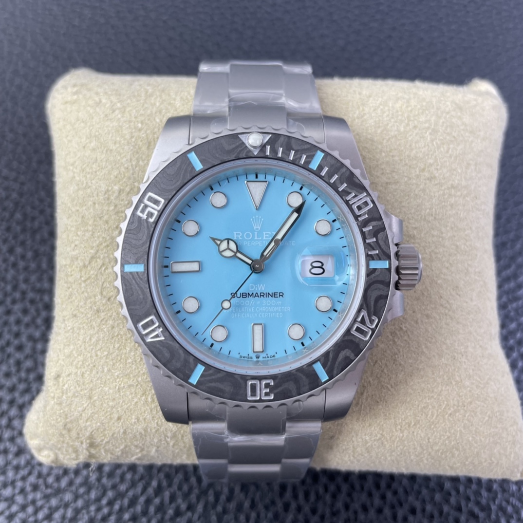 Rolex Submariner Sandblasted DIWF Edition Carbon Bezel  Ice Blue Dial