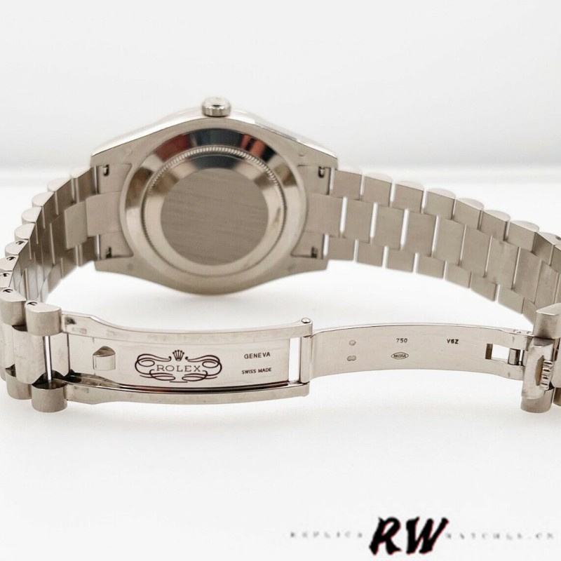 Rolex Day-Date 218349 Silver Diamond Dial 41MM Mens Replica Watch