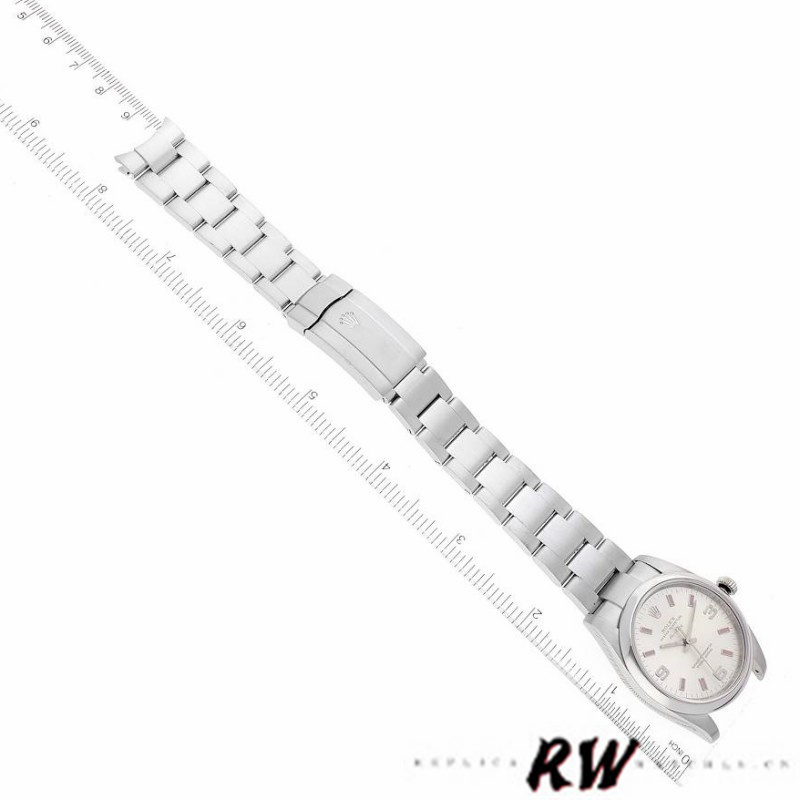 Rolex Oyster Perpetual Air-King 114200 Silver Dial Pink Baton 34mm Unisex replica watch