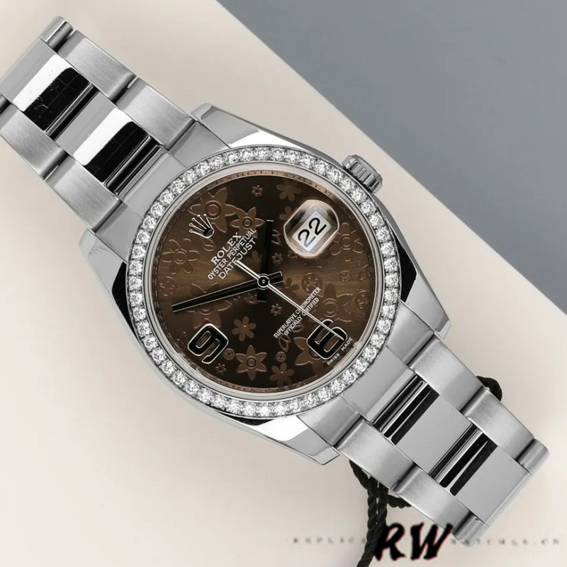 Rolex Datejust 116244 Bronze Floral Arabic Diamond Dial 36mm Unisex Replica Watch