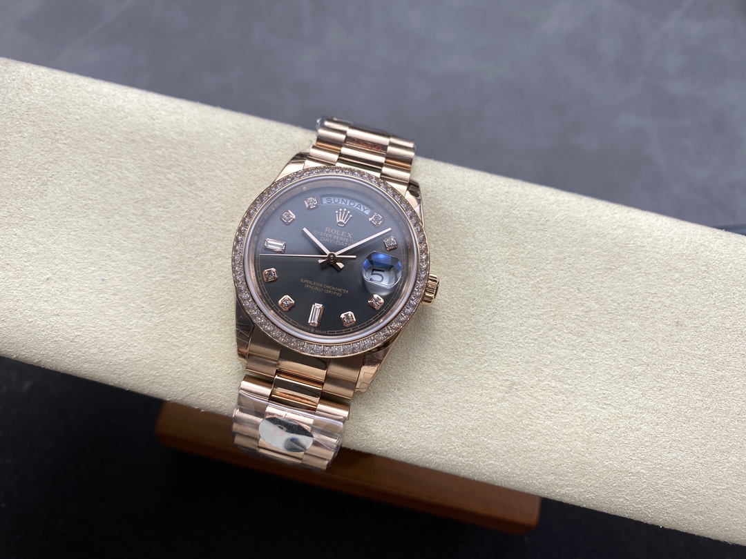 Rolex Day-Date 128345RBR Slate Dial Everose Gold 36MM Unisex Replica Watch