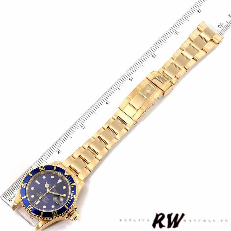 Rolex Submariner 16618 Yellow Gold Blue Dial 40mm Mens Replica Watch