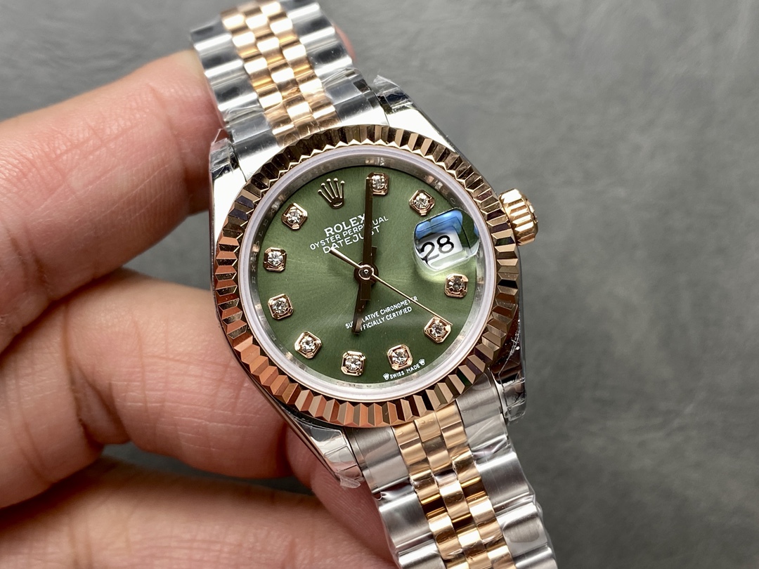 Rolex Datejust 279171 0007 28 Olive Green Diamond-Set Jubilee Ladies Watch