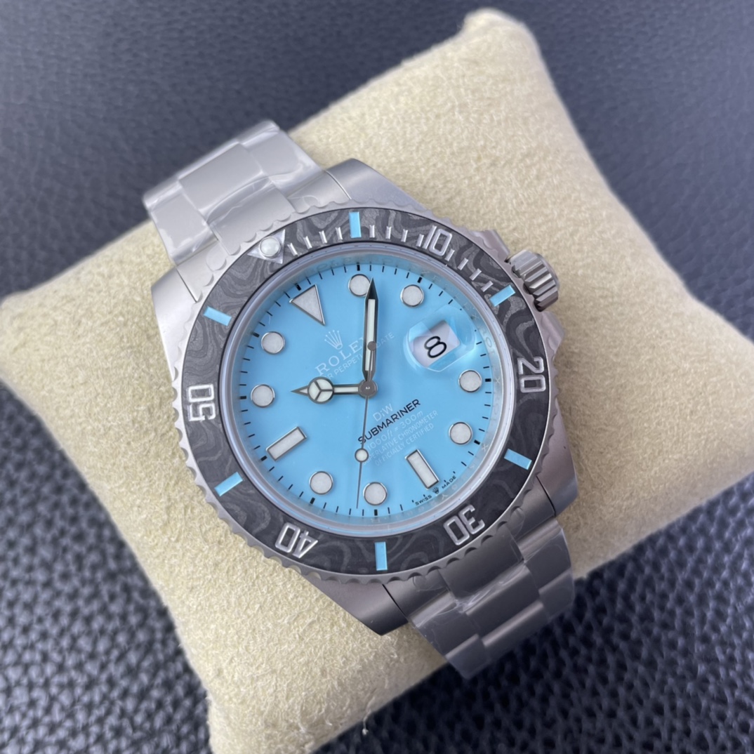 Rolex Submariner Sandblasted DIWF Edition Carbon Bezel  Ice Blue Dial
