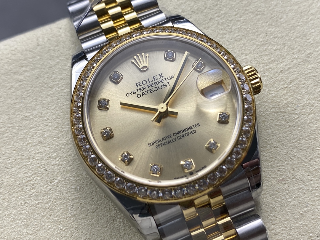 Rolex Datejust 31mm Stainless Steel and Yellow Gold 278383RBR 0026 Champagne Diamond Jubilee