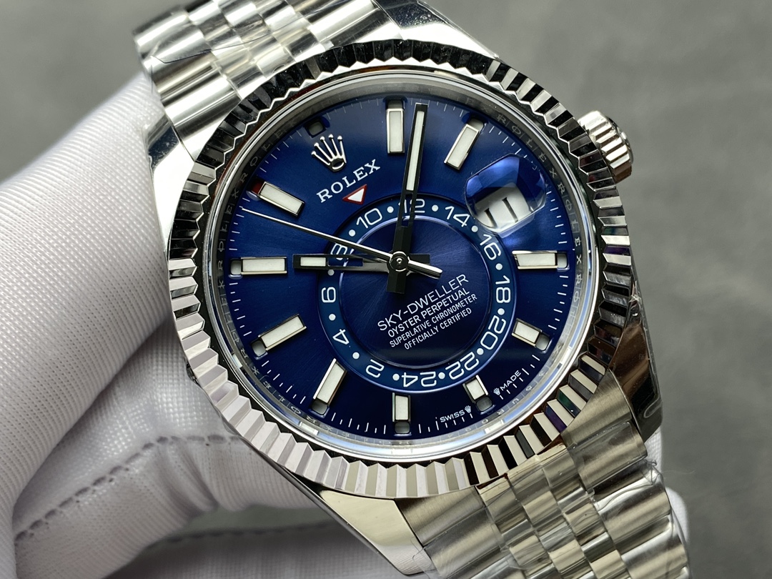 Rolex Sky-Dweller 42 m336934 0006 Fluted Bezel Blue Dial Replica Watch