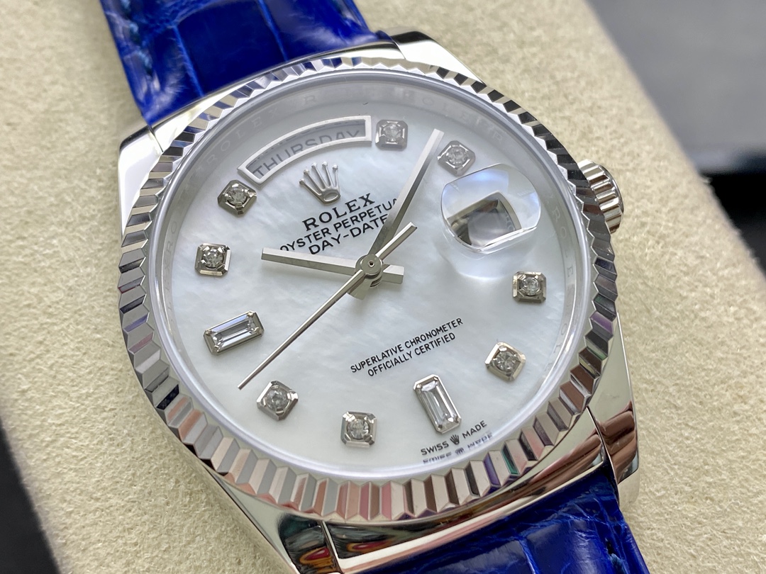 Rolex Day Date 36 White Gold Diamond Rhodium Dial 118139 0053